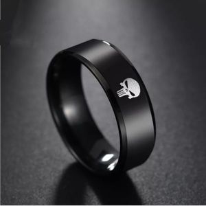 PUNISHER Skull Logo Black Titanium Ring